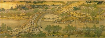 中国 Painting - 張澤端清明河岸の風景パート 5 繁体字中国語